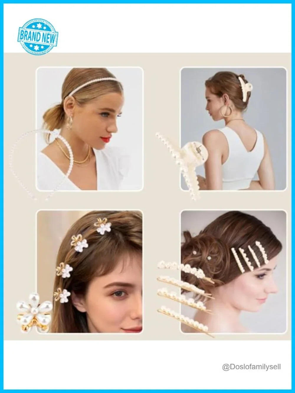 19-Piece Pearl Hair Accessories Set Headbands Clips Pins